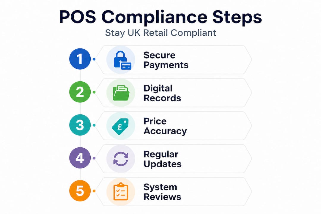 Infographic outlining steps for UK POS compliance