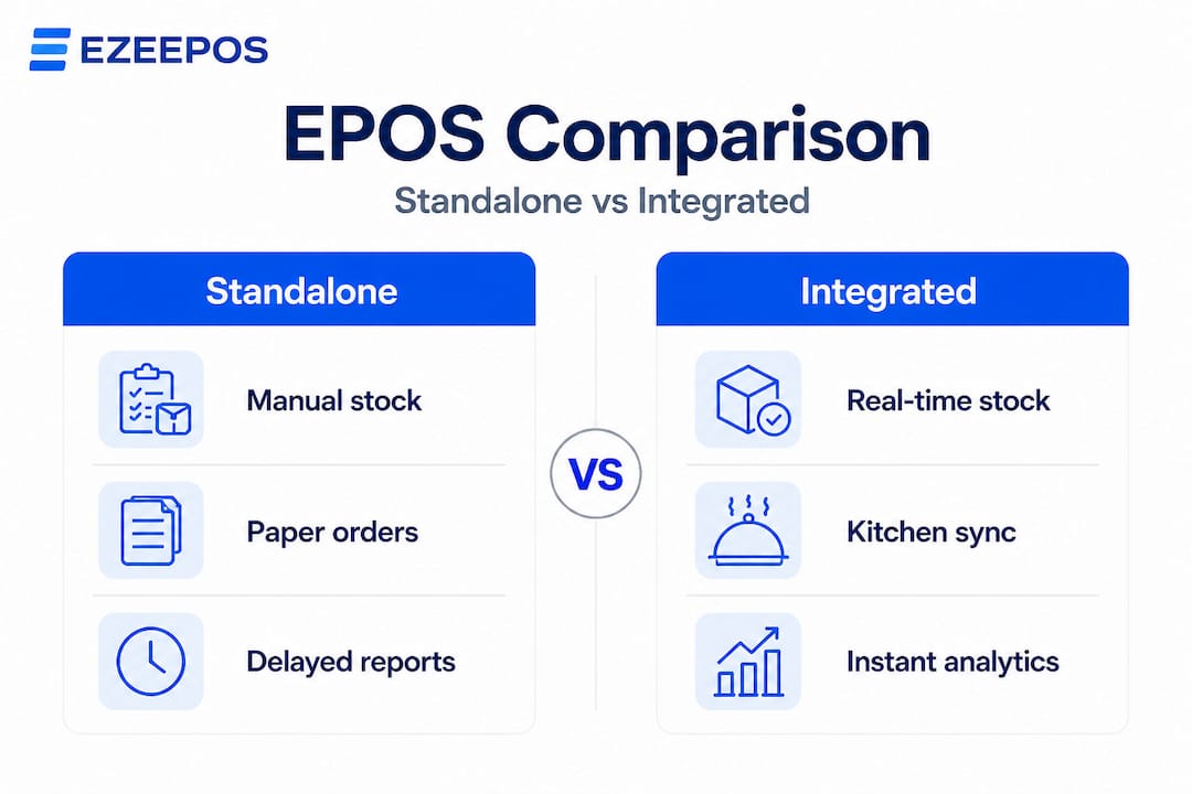 Infographic comparing standalone and integrated EPOS