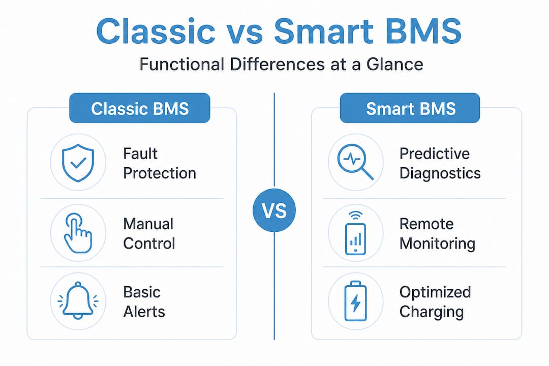 Infographic comparing classic and smart BMS features