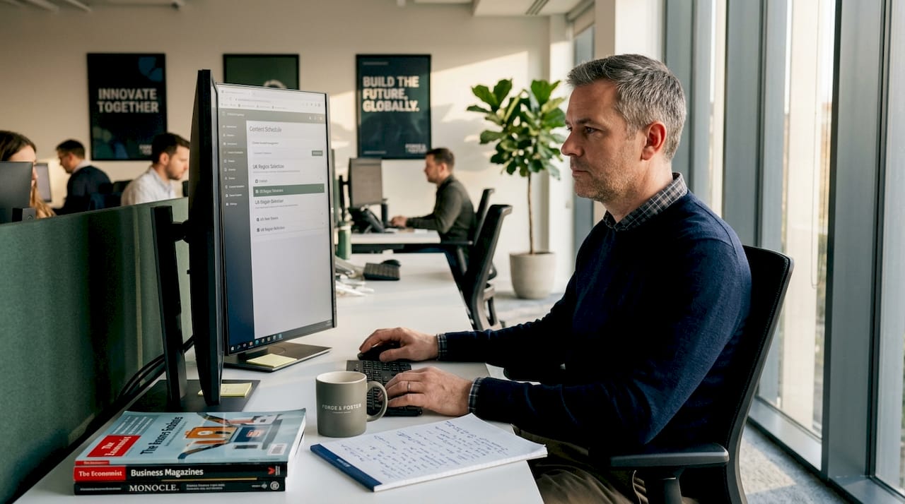 IT operator updating digital signage CMS