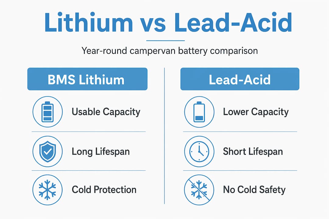 Infographic lithium versus lead acid campervan battery