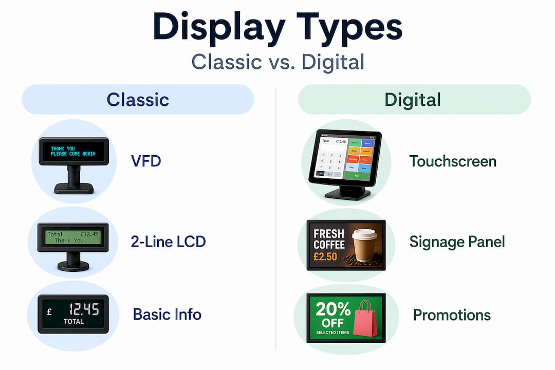Infographic comparing classic and digital display types