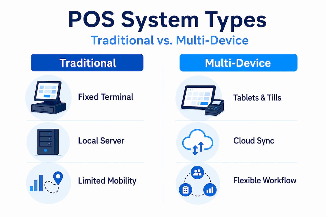 Infographic comparing traditional and multi-device POS