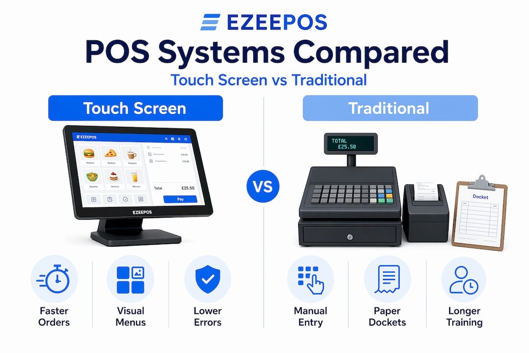 Infographic comparing touch screen and traditional POS
