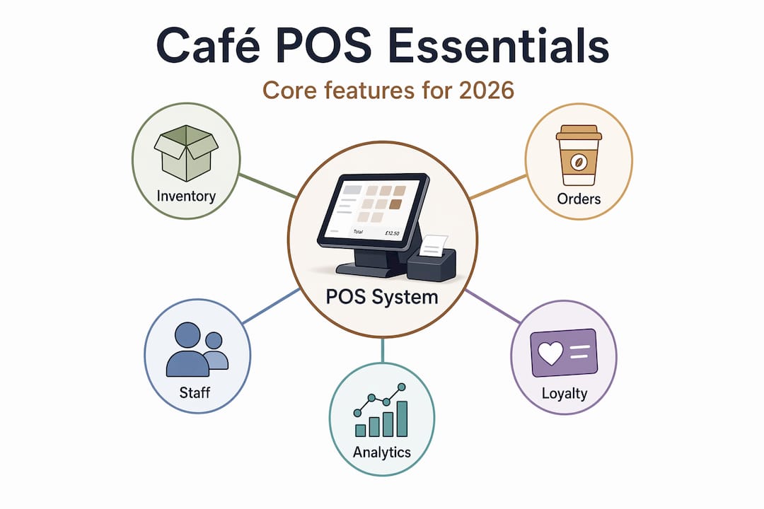 Infographic of key café POS system features