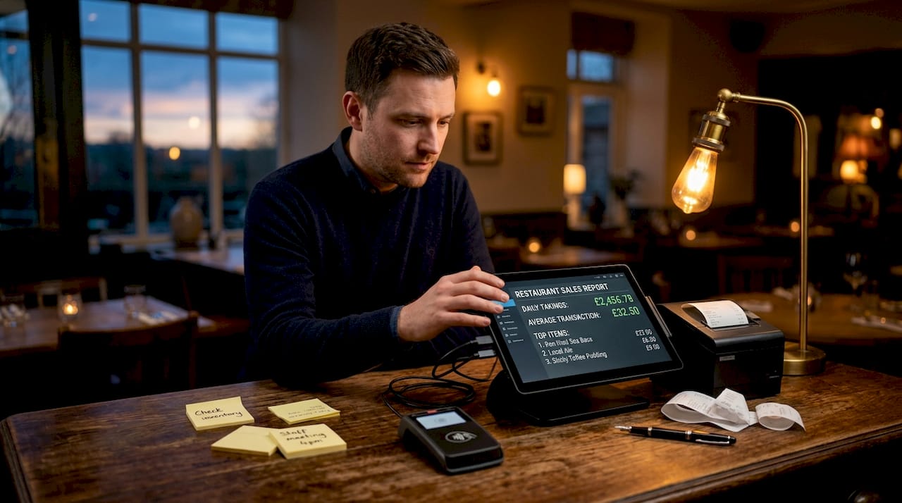 Manager using POS system with payment integration