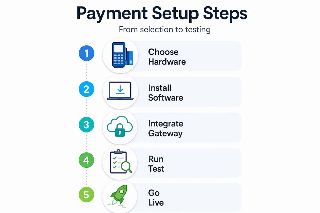 Infographic showing payment setup steps