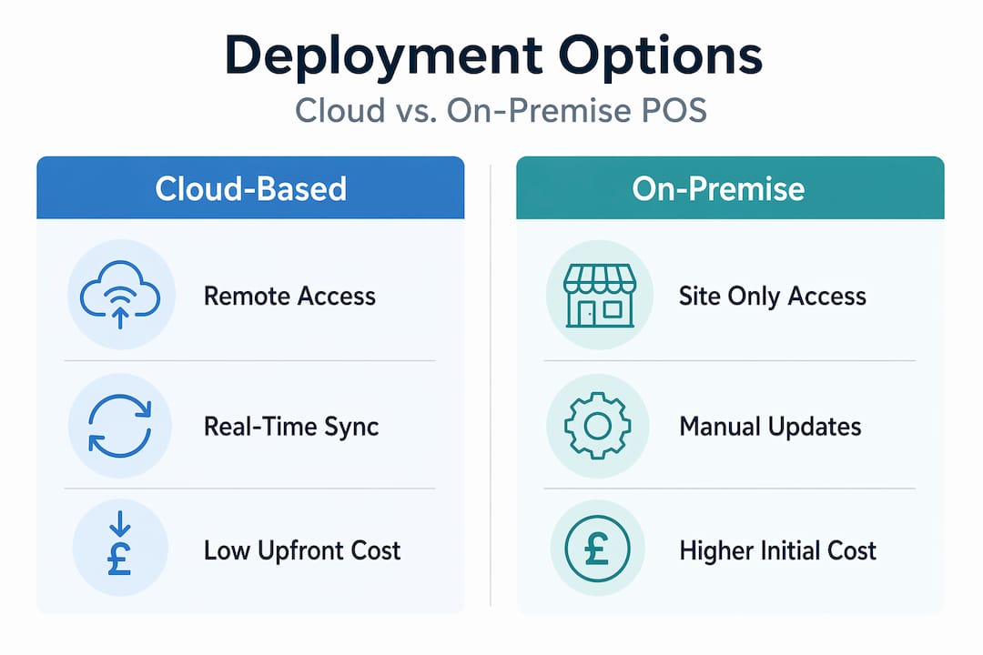 Infographic comparing cloud and on-premise POS systems
