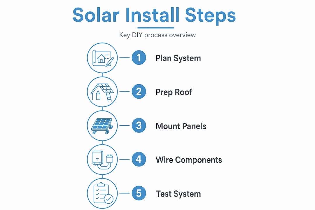 Infographic showing DIY campervan solar steps