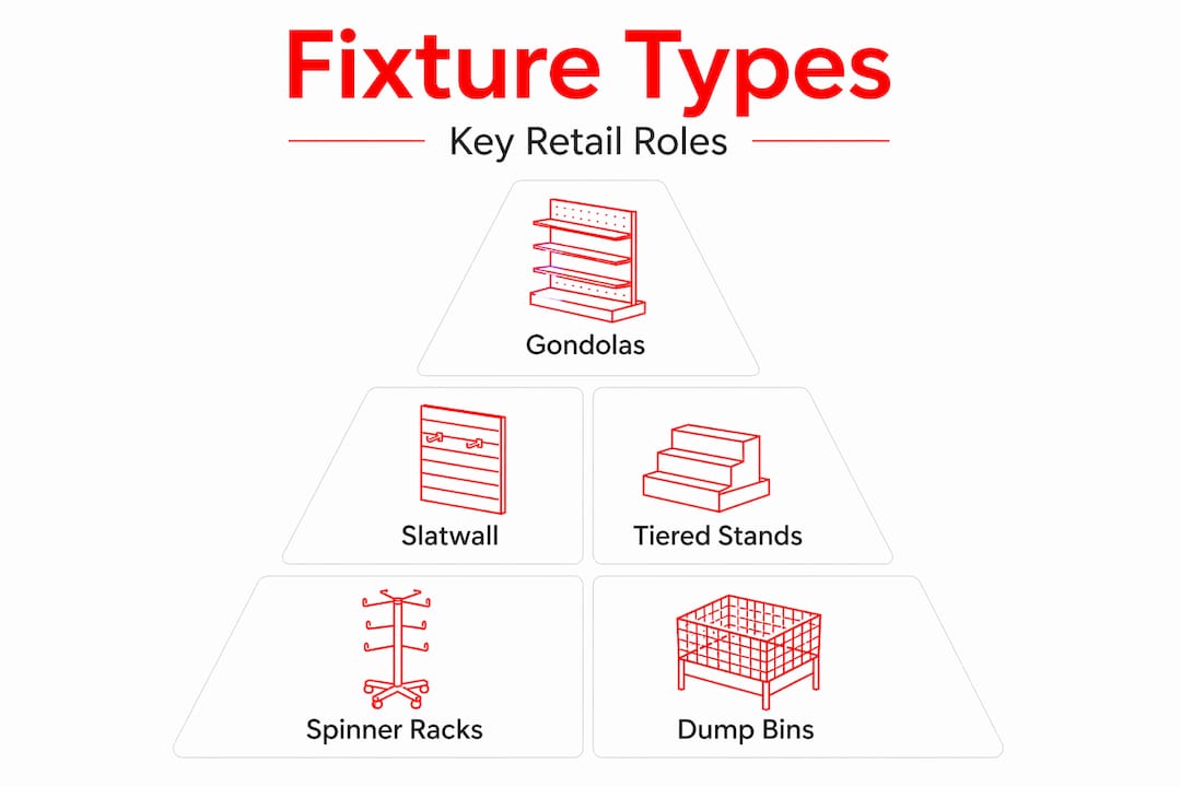 What are retail floor fixtures? A practical guide 1 Hierarchy infographic of fixture types and roles