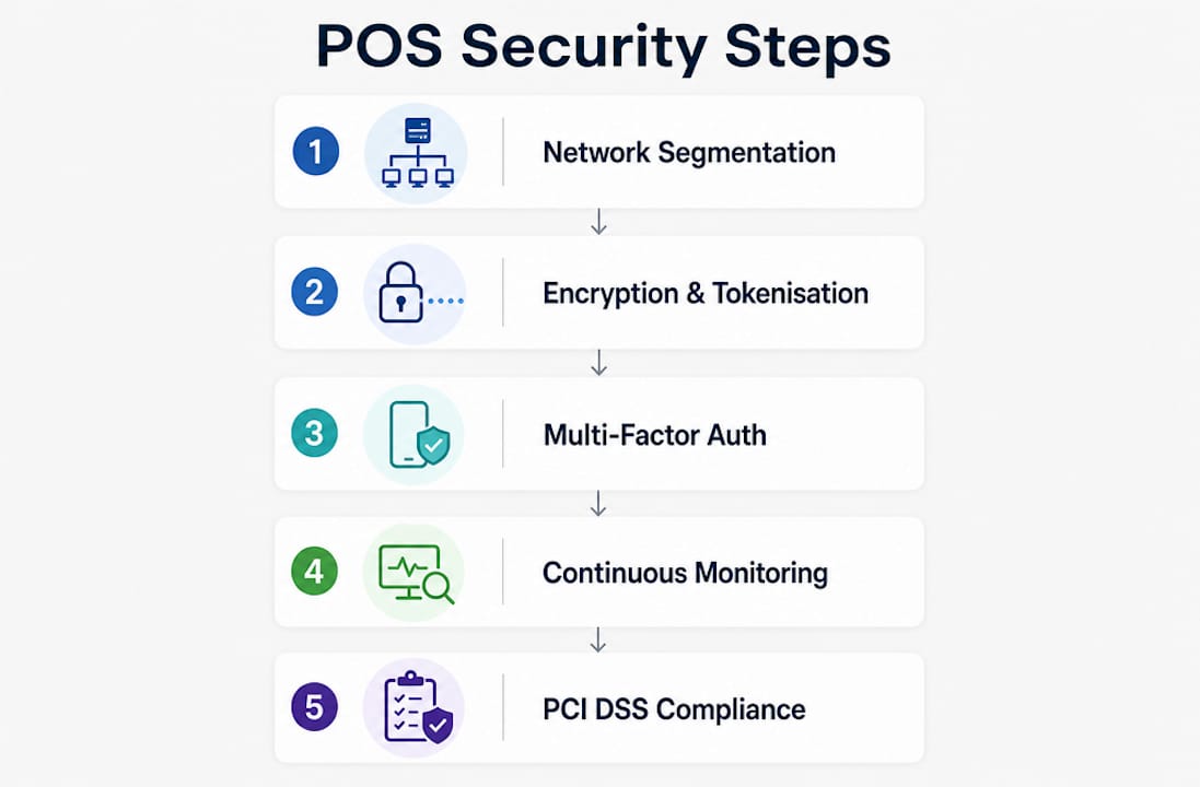 Infographic illustrating key POS data security steps