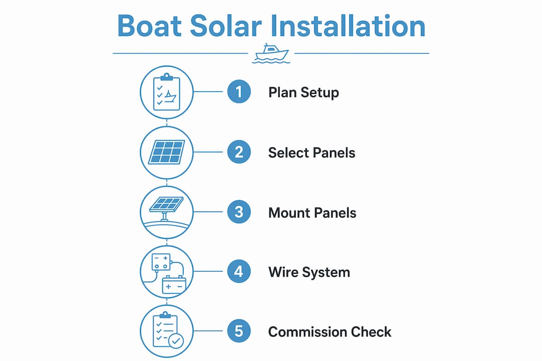 Infographic showing boat solar installation steps