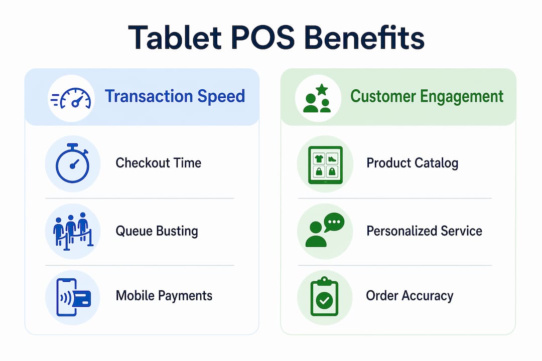 Infographic comparing tablet POS benefits in retail