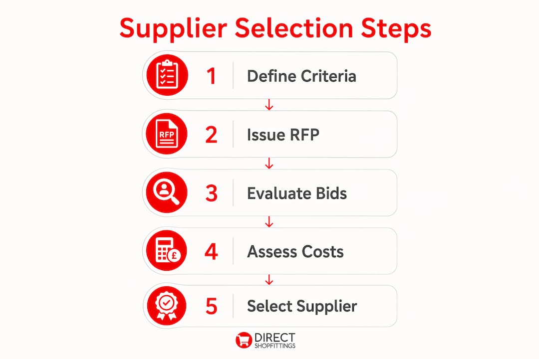Infographic outlining supplier selection steps