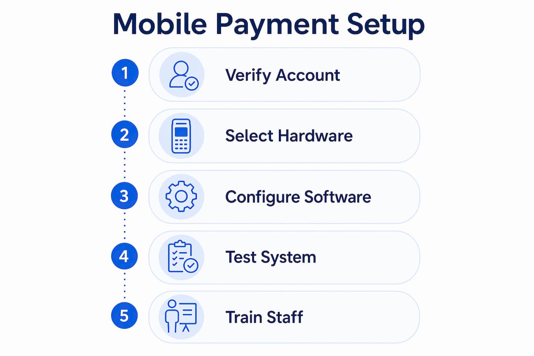 Infographic outlining mobile payment setup steps