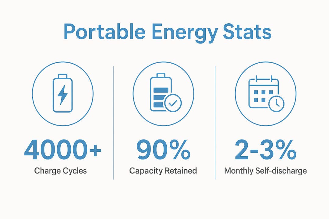 Infographic showing portable energy storage key statistics
