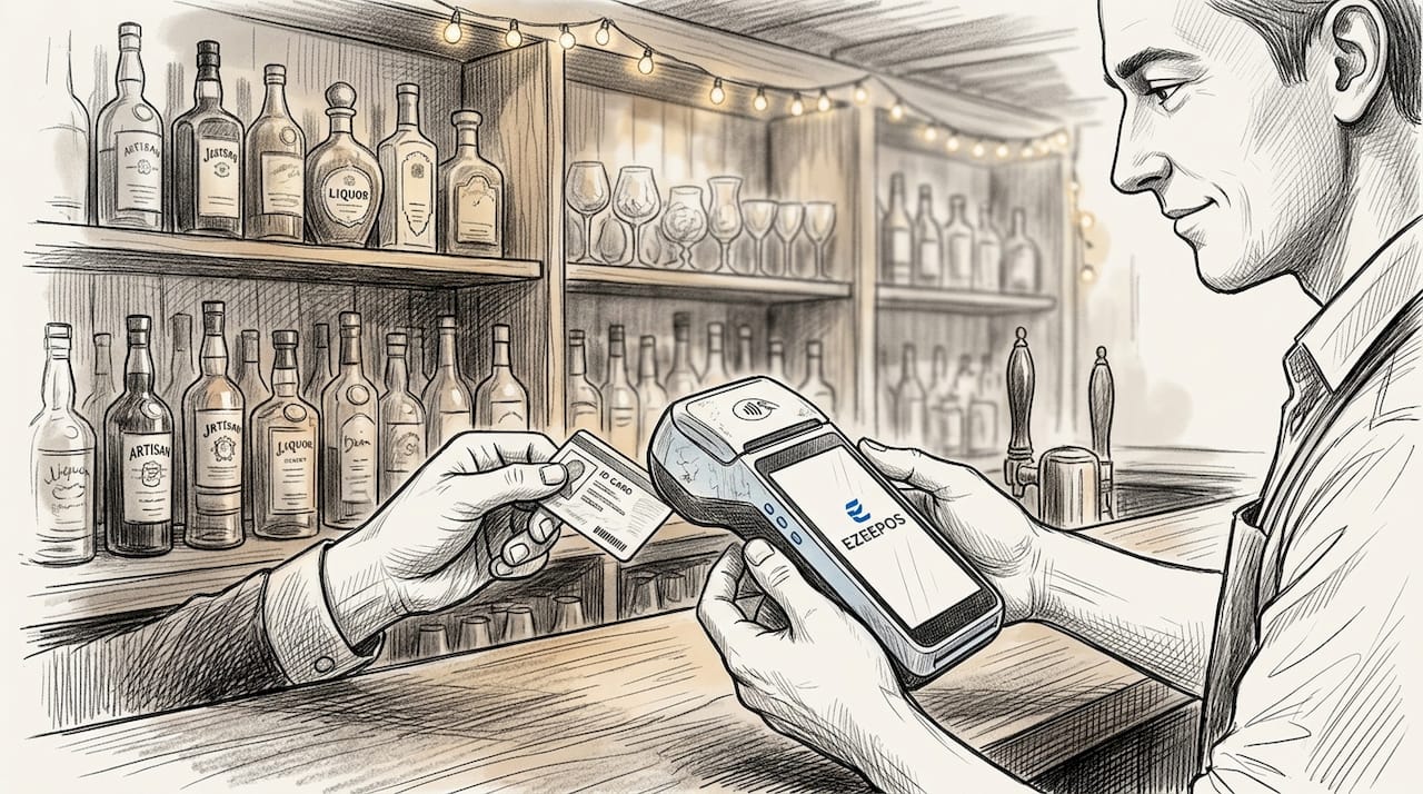 Hands checking ID for bar tab opening