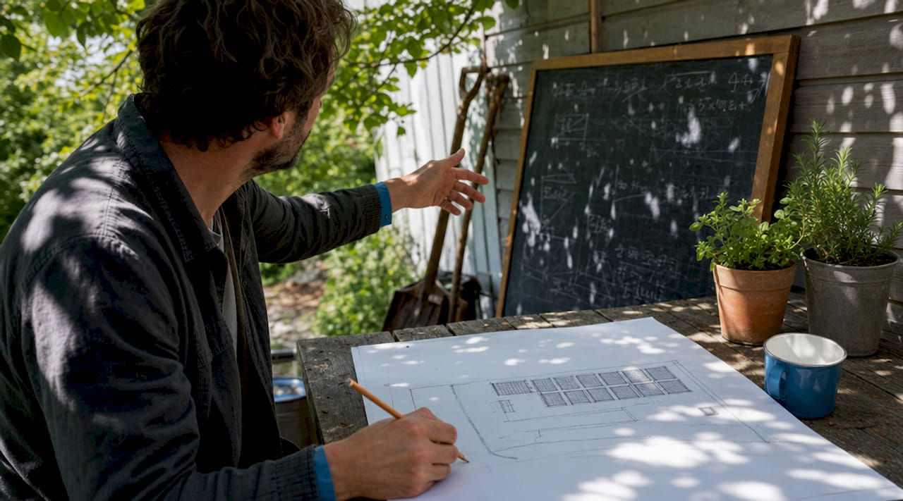 Hands working on solar system calculations