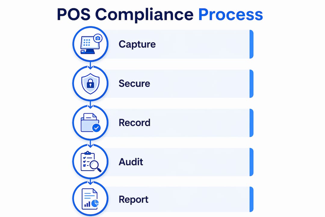 Infographic showing POS compliance process steps