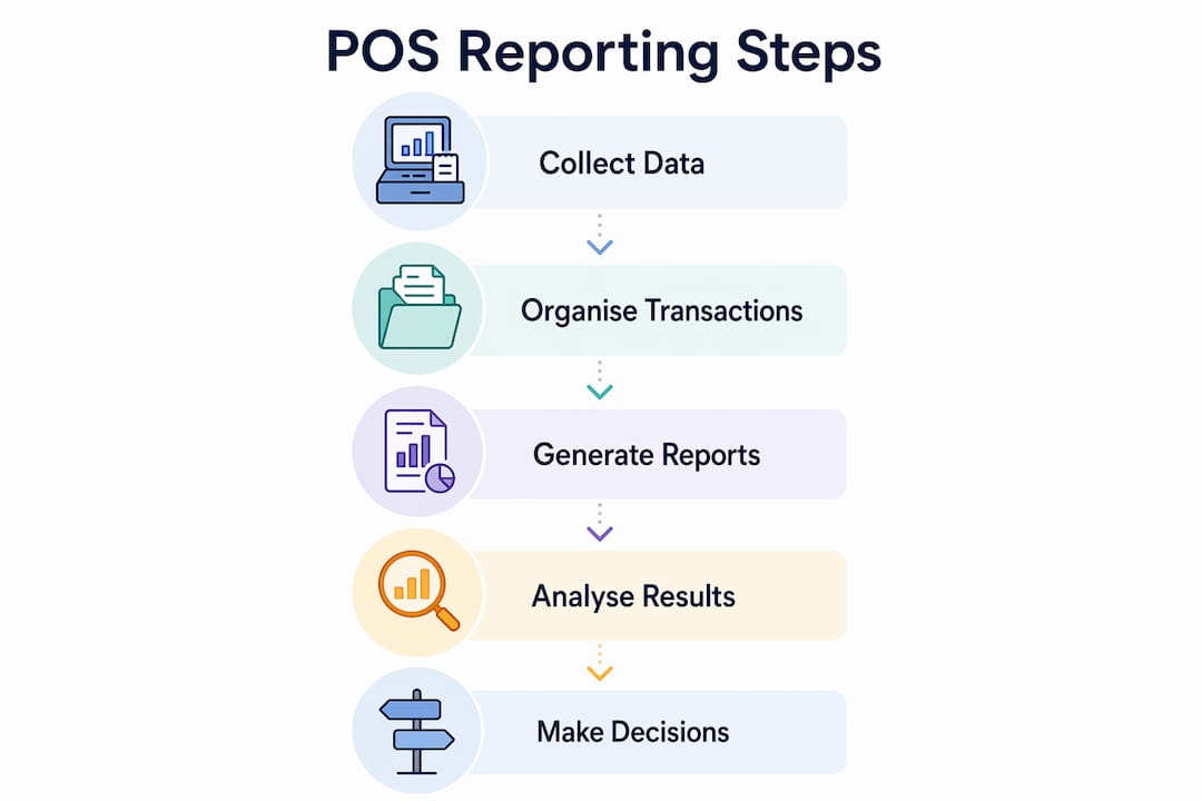 Infographic illustrating POS reporting process steps