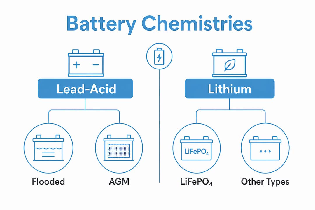 Infographic comparing lead-acid and lithium battery chemistries