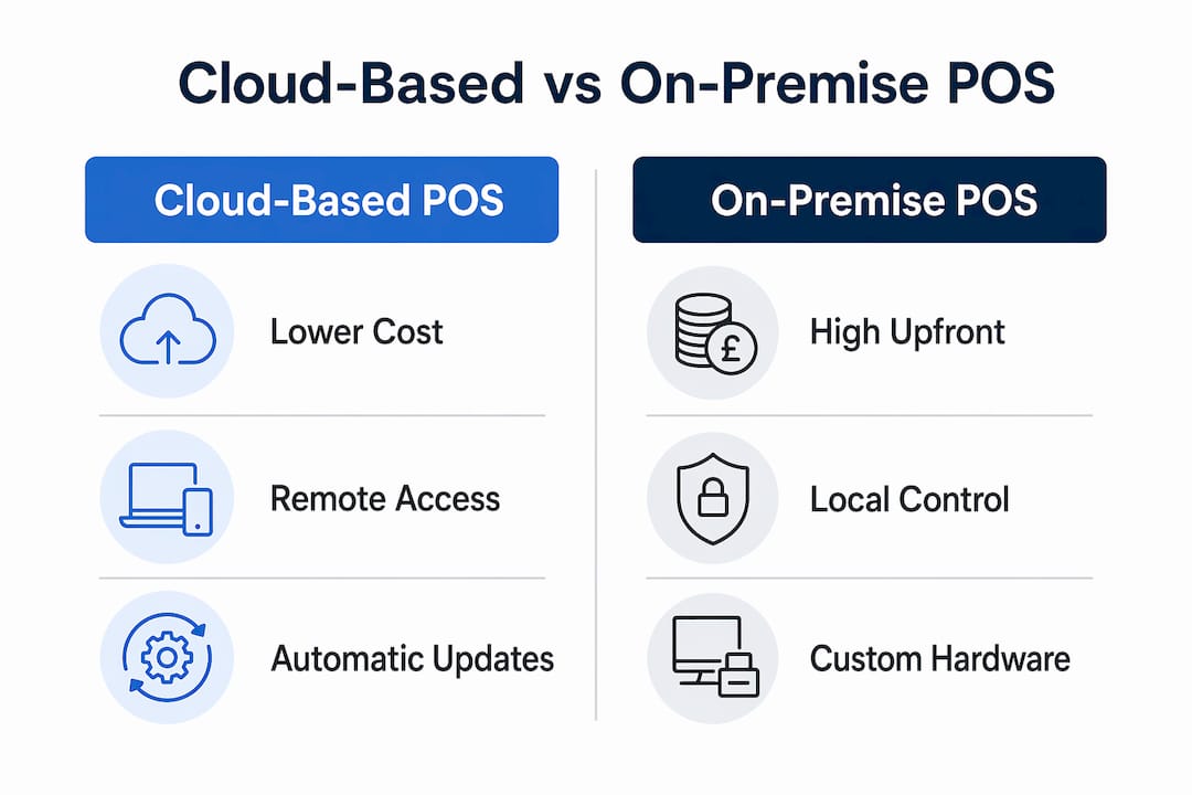 Infographic comparing cloud-based and on-premise POS