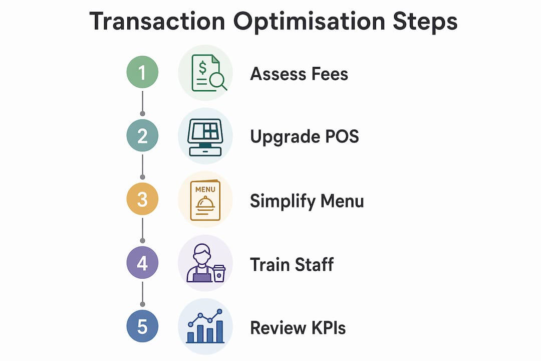 Infographic showing step-by-step guide to optimise café transactions