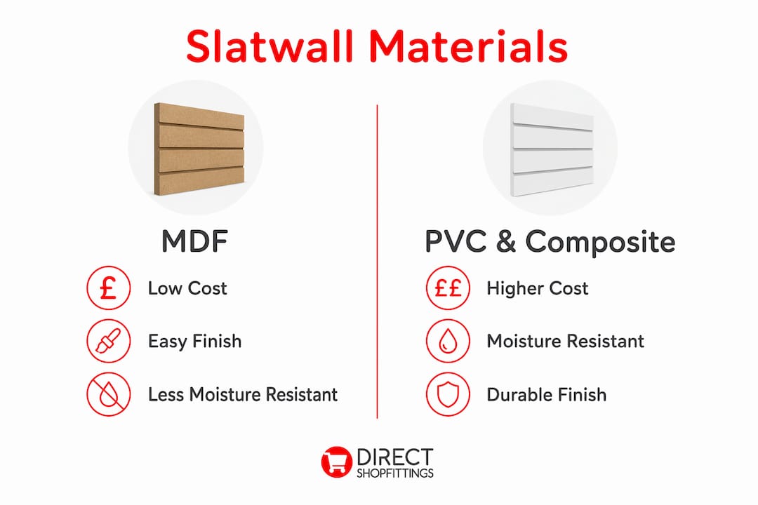 Infographic comparing slatwall panel materials