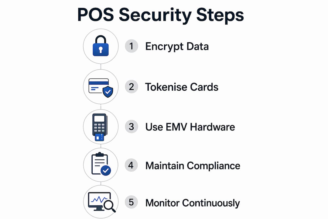 Infographic illustrating steps to secure POS transactions