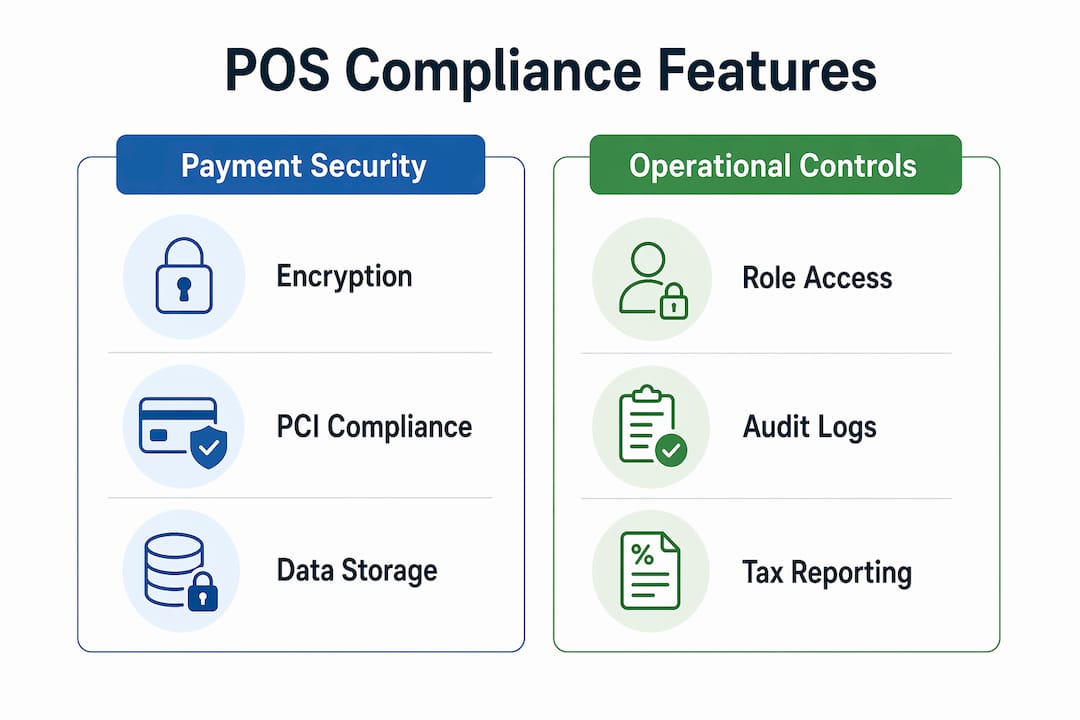 Infographic comparing POS payment security and operational controls