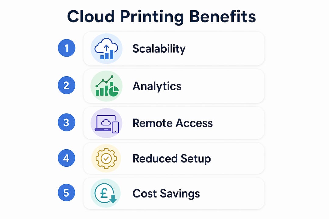 Infographic illustrating benefits of cloud printing in POS