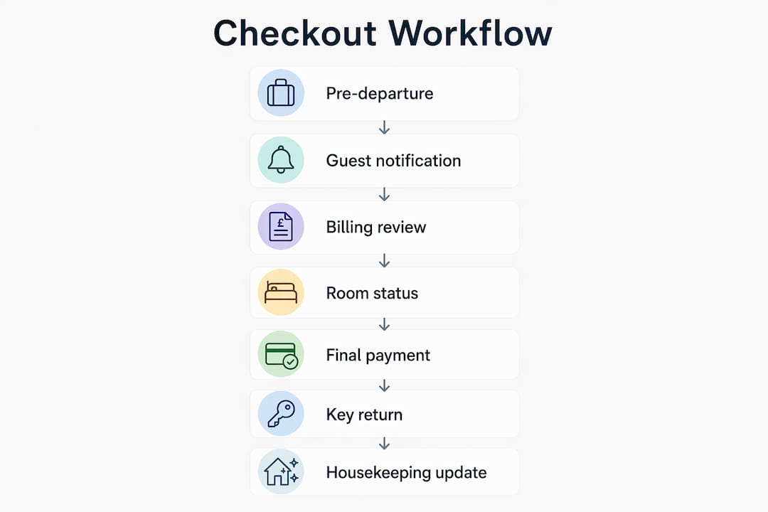 Infographic showing top hospitality checkout workflow steps
