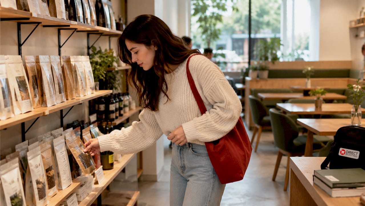 Why use open shelving in boutiques: a 2026 guide 1 Customer selecting product from open shelves