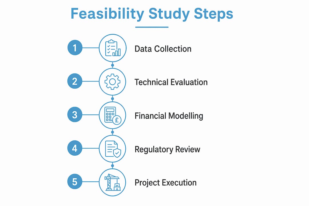 Infographic showing battery storage feasibility study steps