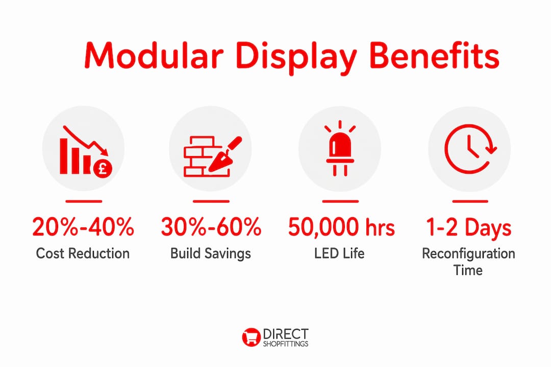 Infographic showing key benefits of modular retail displays