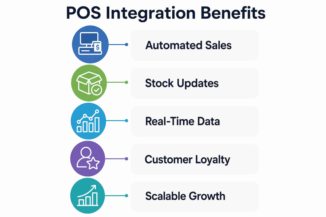 Infographic showing POS integration benefits and stages