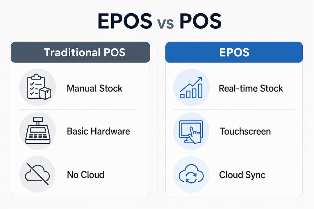 Infographic comparing EPOS and traditional POS system features