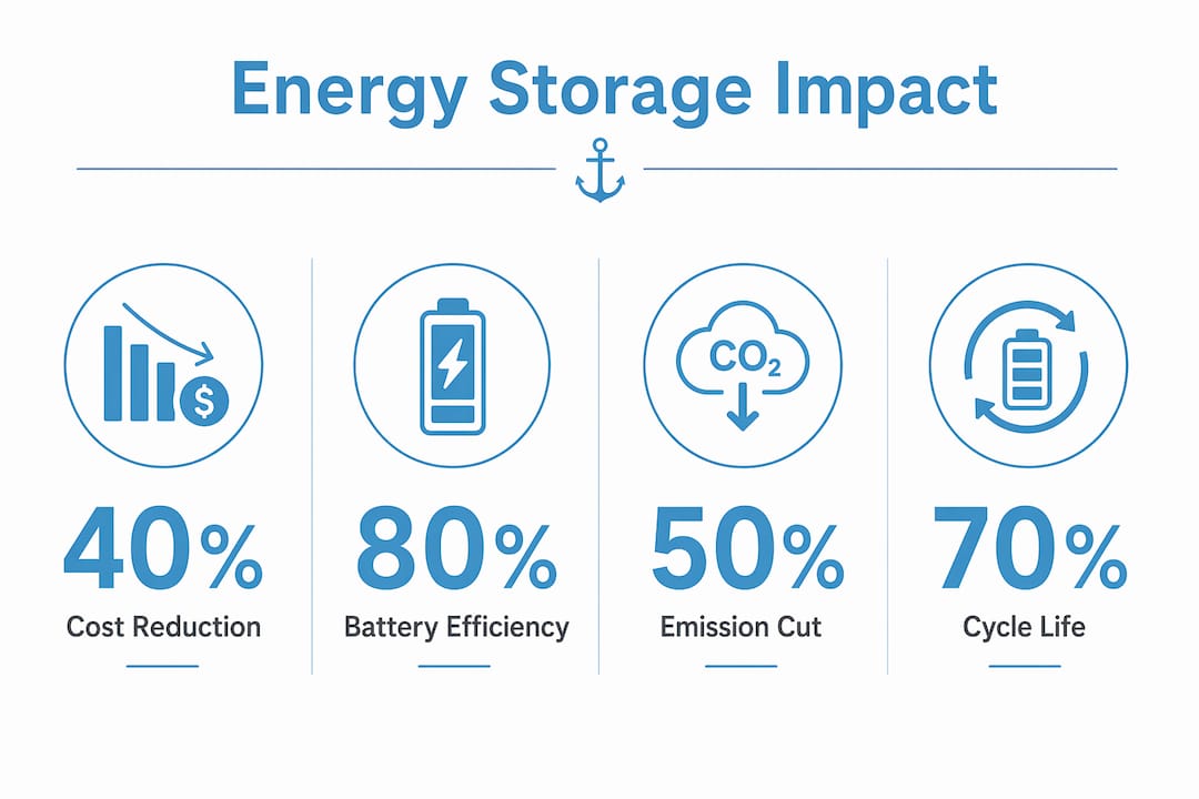 Infographic showing marine energy storage benefits and statistics