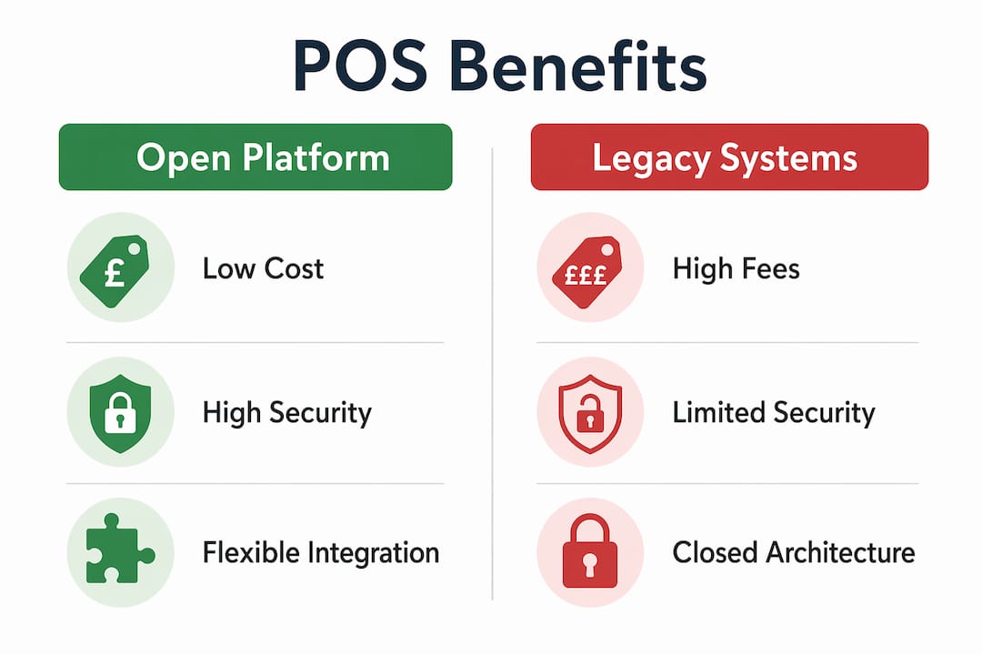 Infographic comparing open platform POS and legacy systems