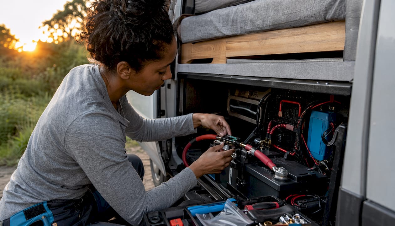 Hands installing fuse and fuse holder