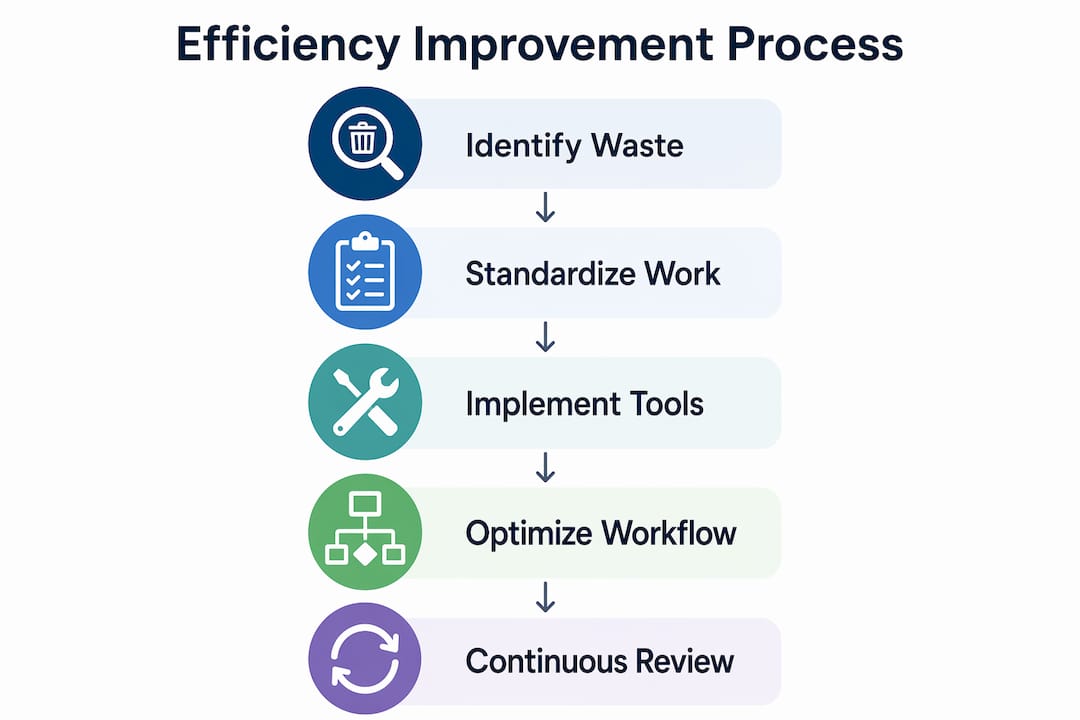 Infographic showing restaurant efficiency improvement steps