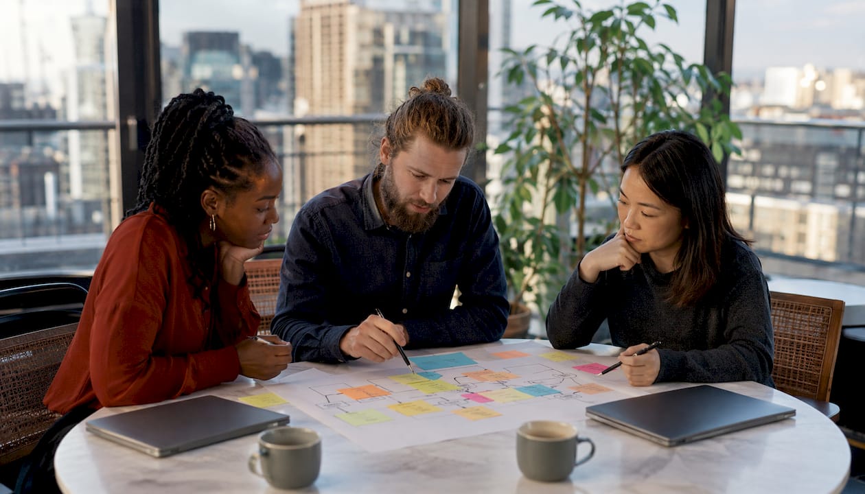 Team collaborating on order process mapping