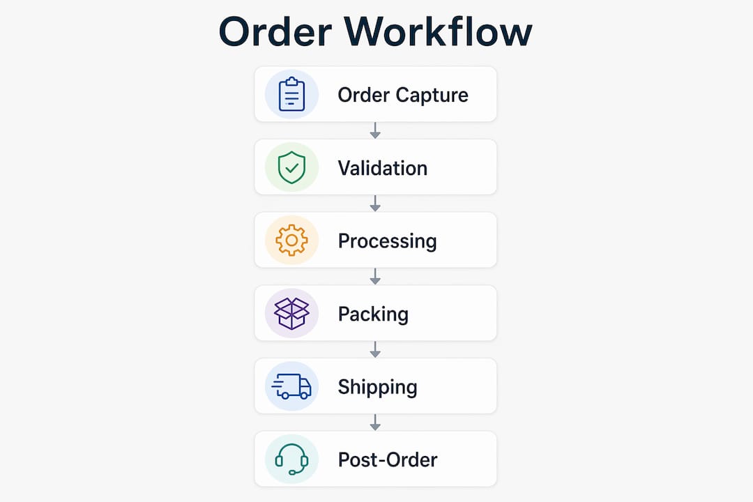 Infographic of order workflow stages