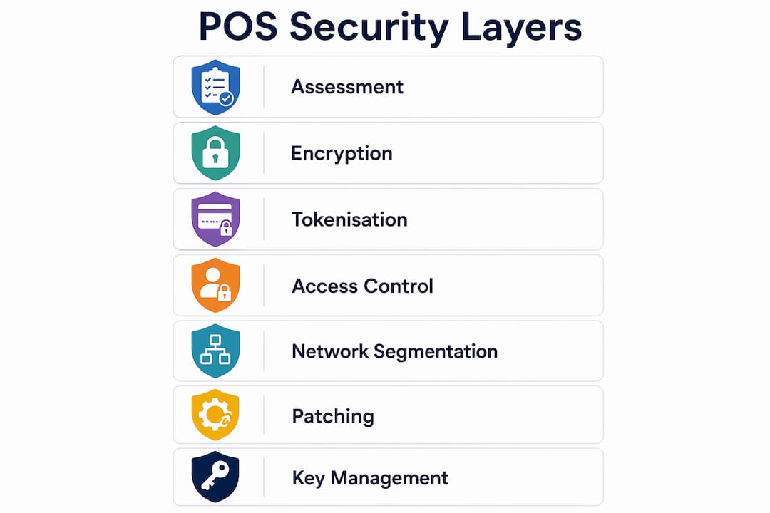 Infographic illustrating POS security layered controls
