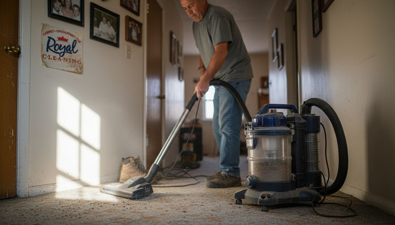 Using HEPA vacuum on dusty hallway carpet
