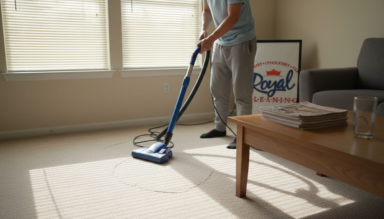 Vacuuming carpet before stain treatment