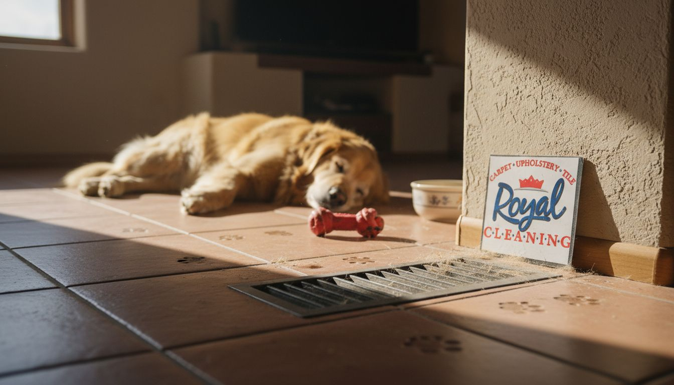 Pet hair buildup near home air vent