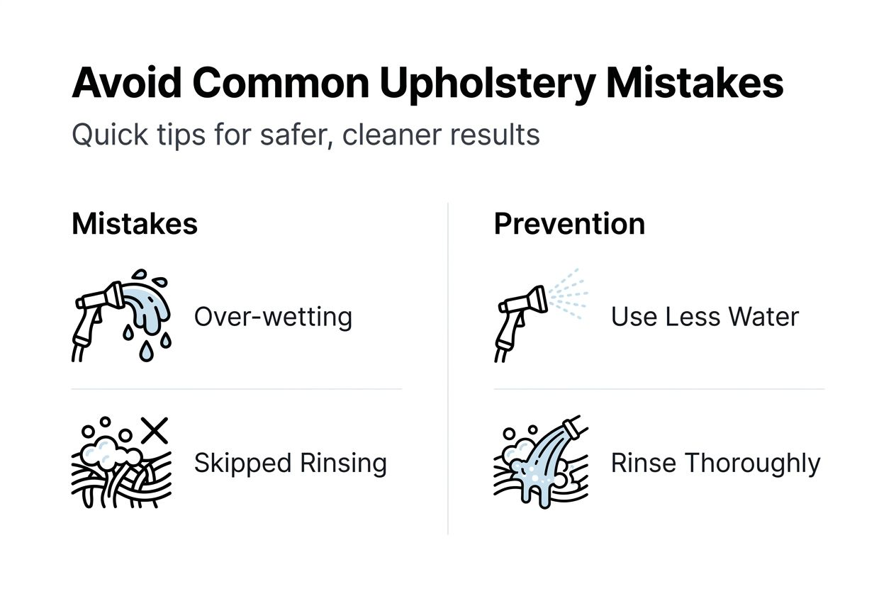 Infographic showing upholstery cleaning mistakes and fixes