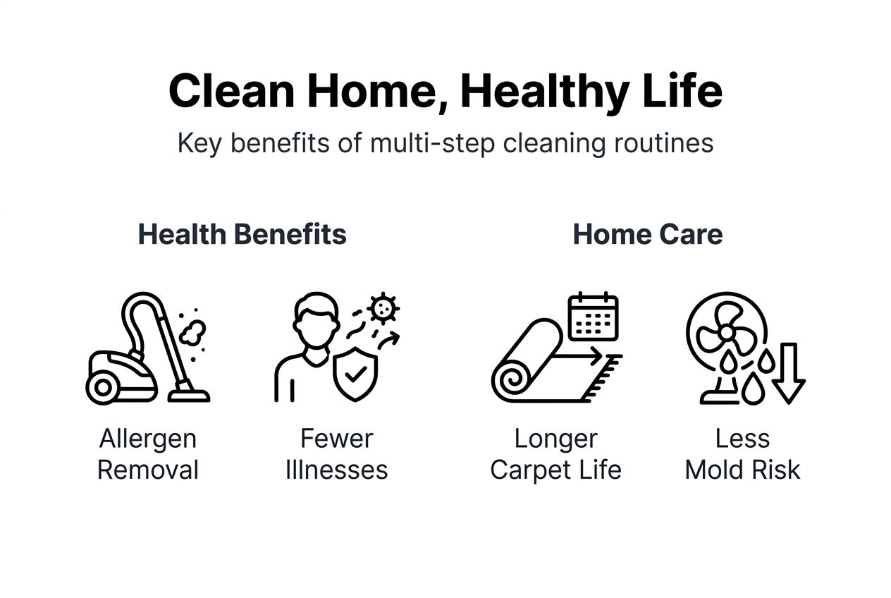 Infographic highlighting multi-step cleaning advantages