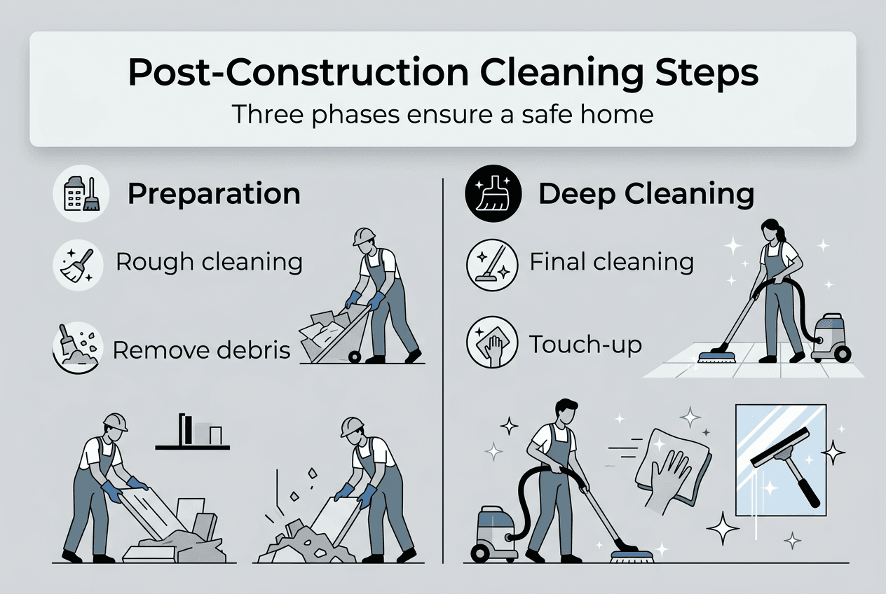 Infographic of post-construction cleaning stages